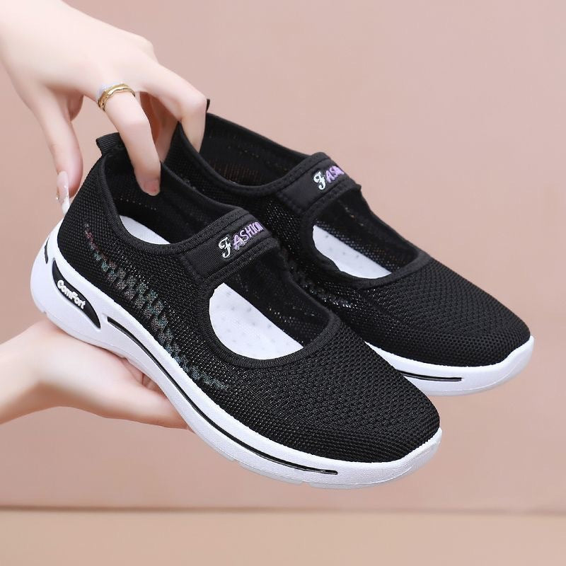 Damen Sneaker Slip-On Weite Passform Elastisch Bequem