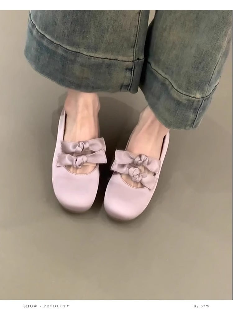 Damen Ballerinas Schleife Elegant Bequem