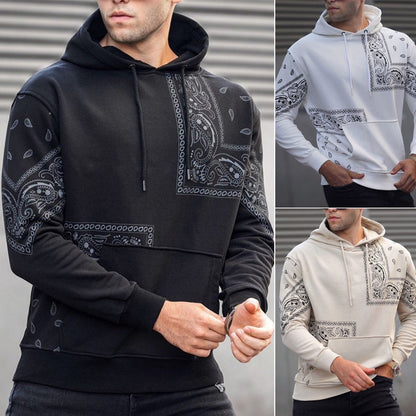 Herren Hoodie Sportlich Asymmetrisch Bandana Style