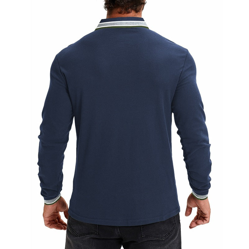 Herren Polohemd Langarm Modern Slim Fit Kragen