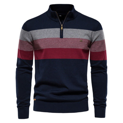 Herren Strickpullover Stehkragen Streifen Modern