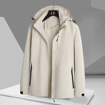 Herren Outdoorjacke Wasserdicht Verstellbare Kapuze Sportlich
