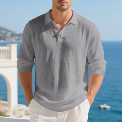 Herren Poloshirt Langarm Modisch Eleganter Kragen