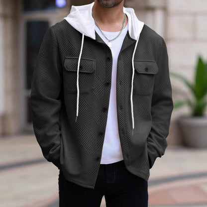 Herren Outdoor-Jacke lässig mit Kapuze und Muster - BerlinGlamour