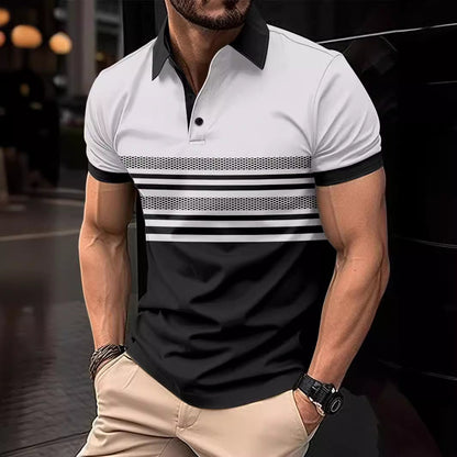 Herren Poloshirt Kurzarm Streifenmuster Modern Berlin