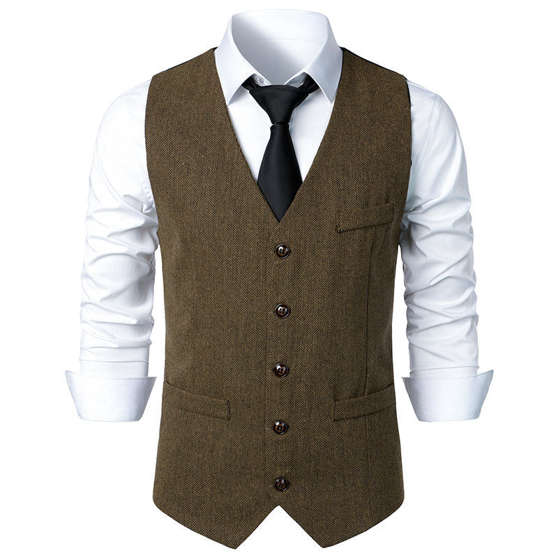 Herren Anzugweste Elegant Hahnentritt Muster Slim Fit