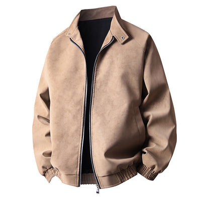 Herren Lederjacke Modern Elastisch Schwarz