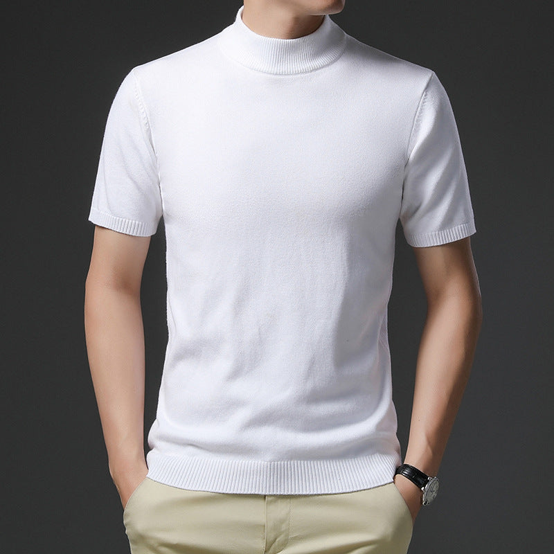 Herren Pullover Kurzarm Elegantes Design Hochgeschlossener Kragen