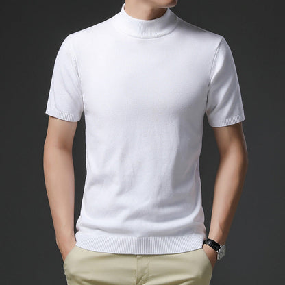 Herren Pullover Kurzarm Elegantes Design Hochgeschlossener Kragen