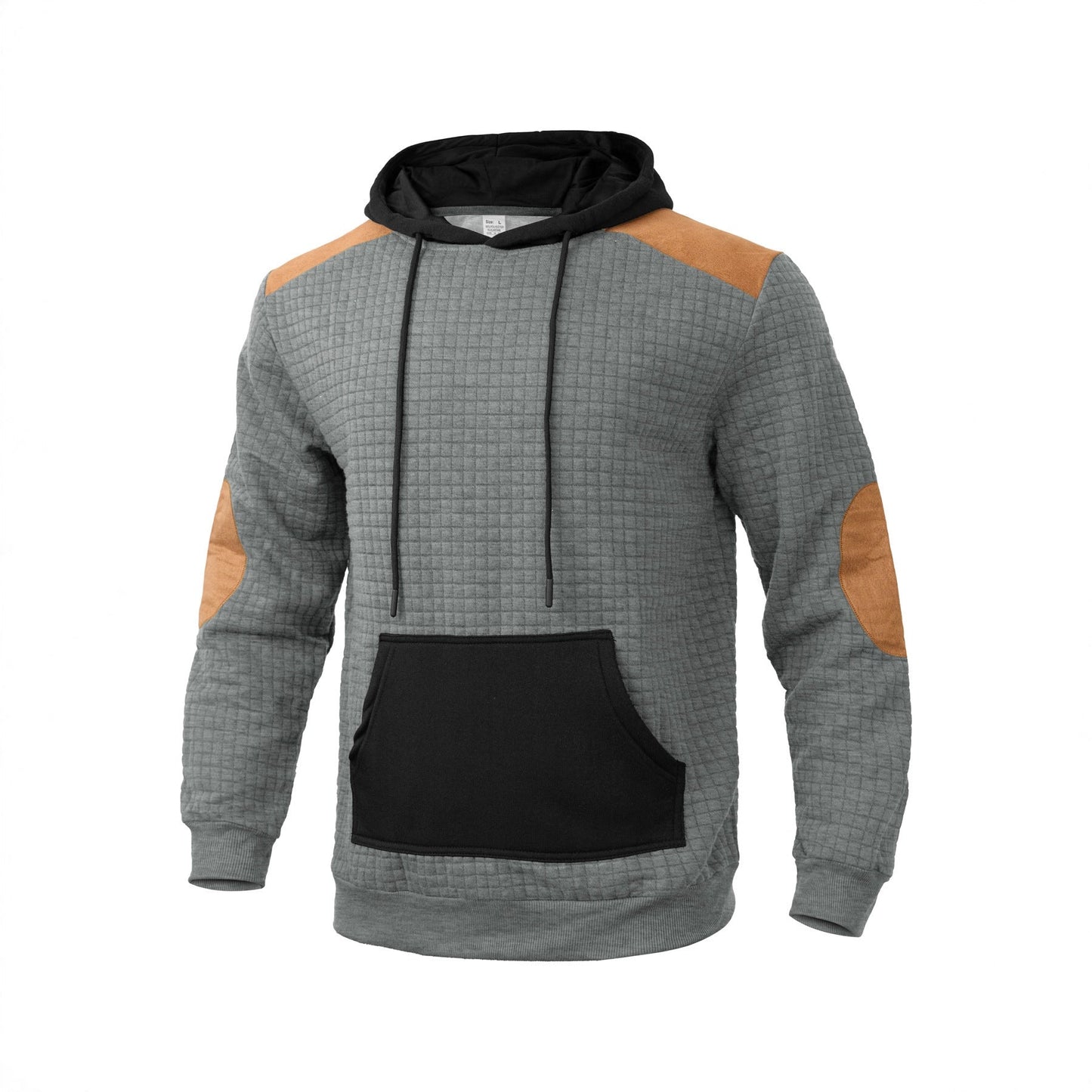 Herren Kapuzenpullover Modern mit Lederakzenten Schwarz