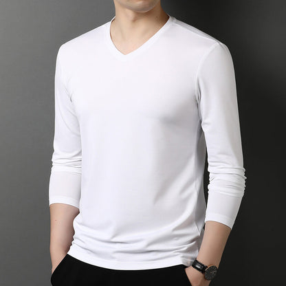 Herren Langarmshirt V-Ausschnitt Atmungsaktiv Baumwolle