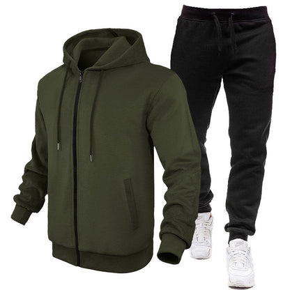 Herren Sportanzug Hoodie Jogginghose Fleece Innen Schwarz