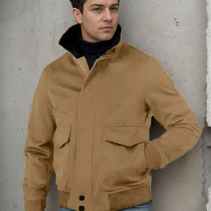 Herren Bomberjacke Warm Moderner Kragen Style