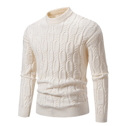 Herren Pullover Grobstrick Rundhals Zopfmuster Modern