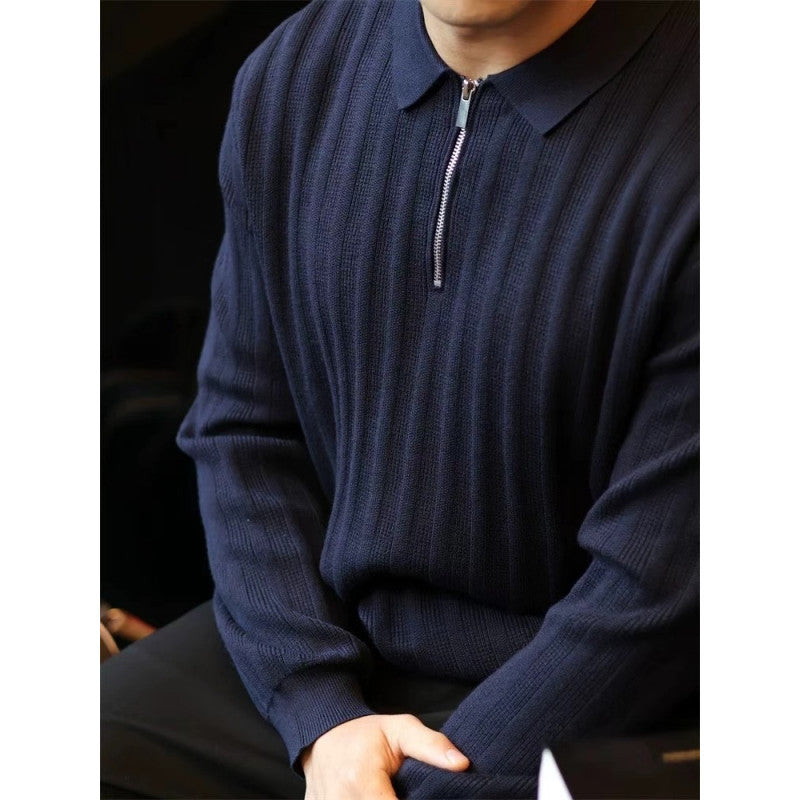 Herren Strickpullover Kragen Reißverschluss Modern