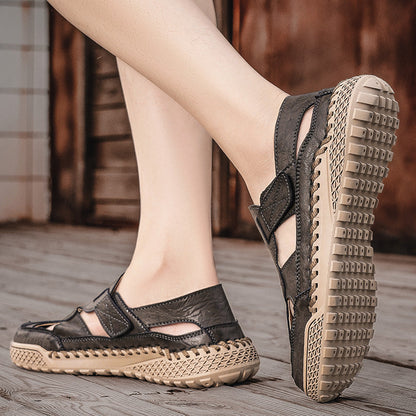 Damen Leder Sandalen Bequem Sommer Mode