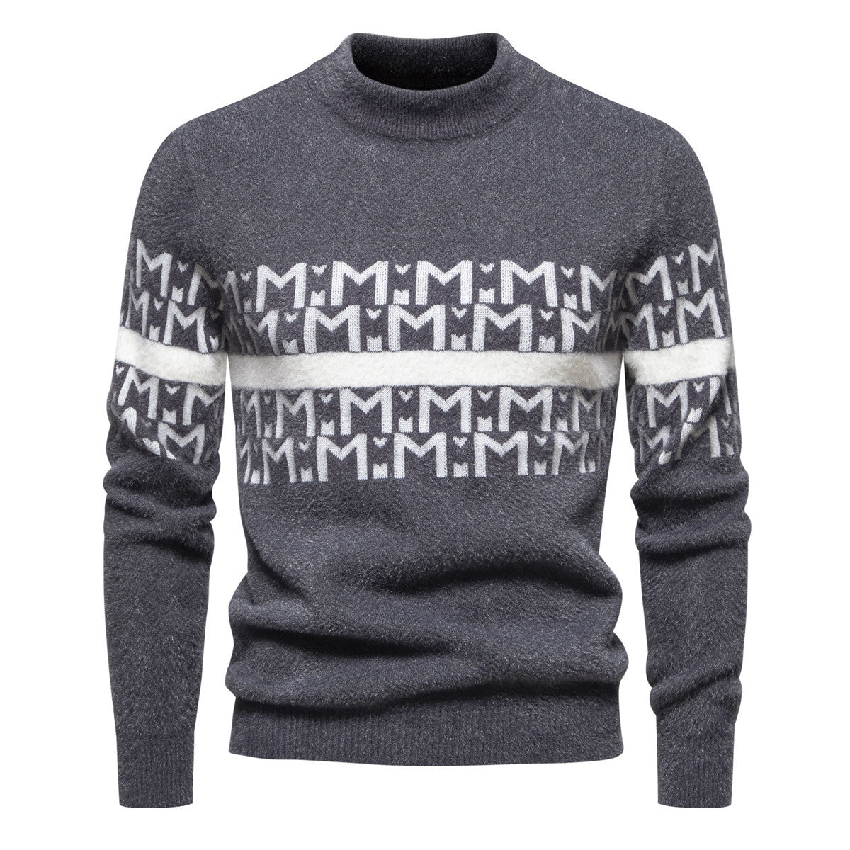 Herren Pullover Strick Zopfmuster Stehkragen Modern