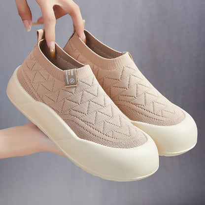 Damen Sneaker Bequem Slip-On mit Flexibles Strickdesign