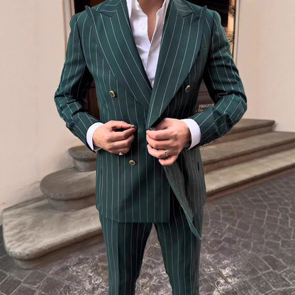 Herren Anzug Elegant Streifen Blazer Modern