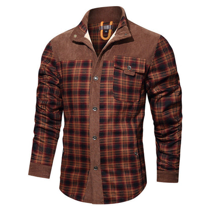Herren Flanellhemd Warm mit Druckdetails Elegant