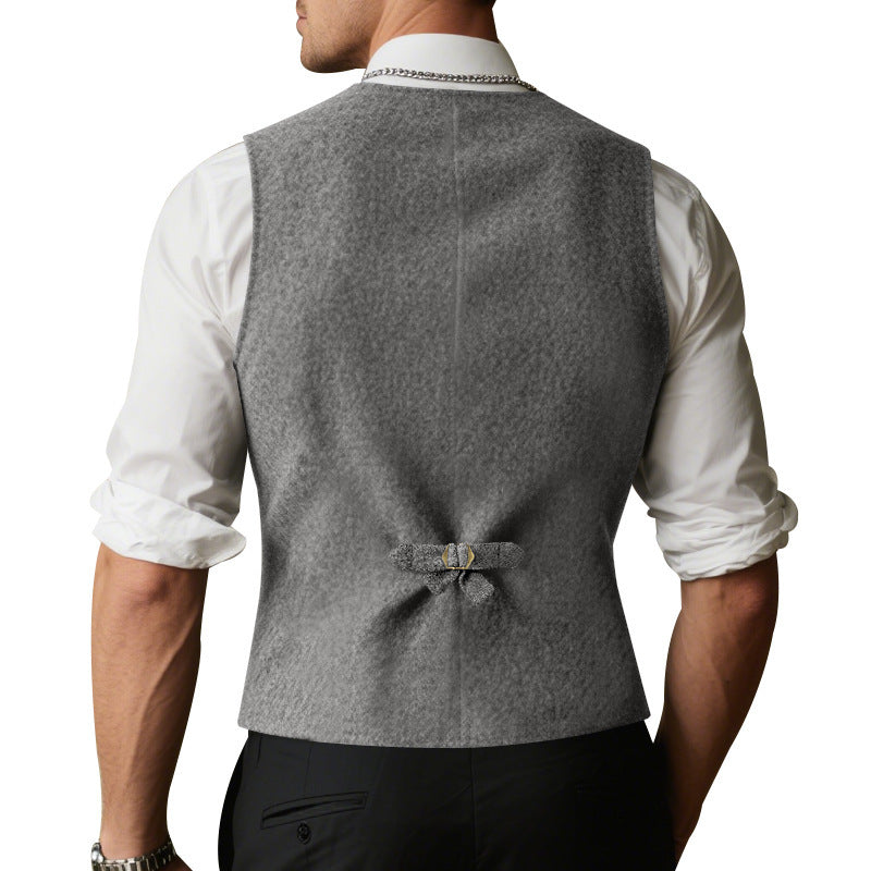 Herren Weste Ärmellos Wollmix Praktisch Taschen
