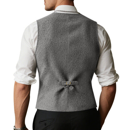 Herren Weste Ärmellos Wollmix Praktisch Taschen