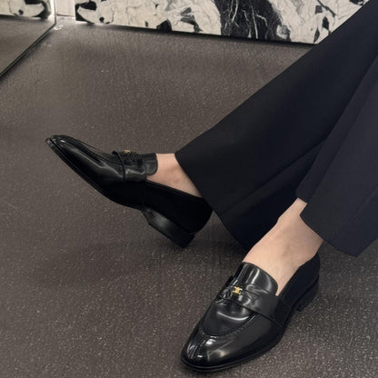 Elegante Damen Loafers aus Leder Gold Damen Schuhe
