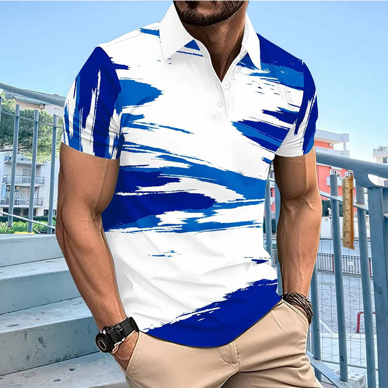 Herren Poloshirt Modern Atmungsaktiv Druckdesign
