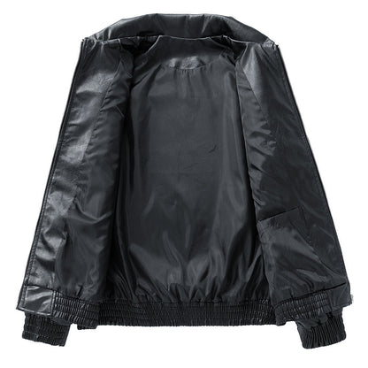 Herren Lederjacke Klassisch mit Brusttaschen Schwarz