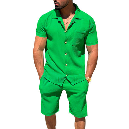Herren Kurzarm-Set Leger mit Taschen Modern