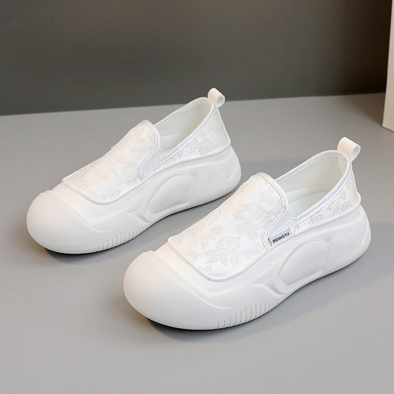 Damen Sneaker Slip-On Bequem Floralmuster Rutschfest