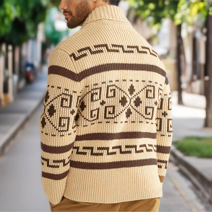 Herren Strickjacke Modern mit Hochkragen und Muster