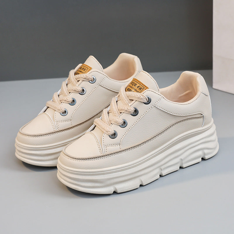 Damen Sneaker Hoch Platform Elegante Schnürung Robust