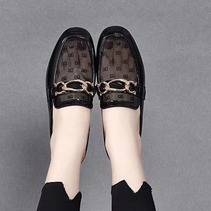 Damen Mules Elegante Transparent mit Goldene Akzente