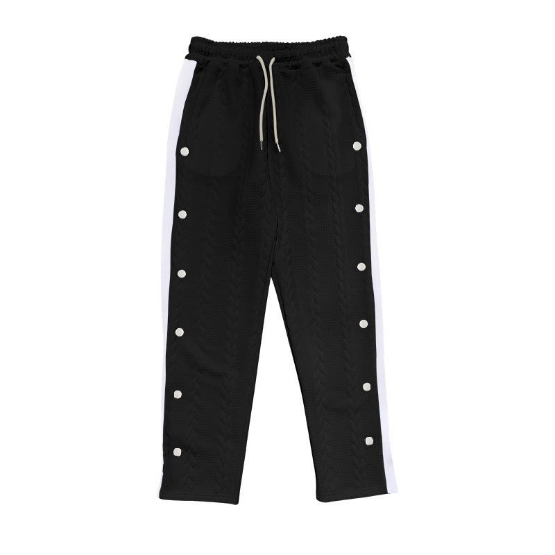 Herren Chino Hose Sportlich Elastisch Mit Druckknöpfen