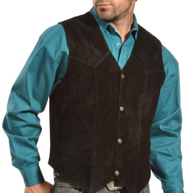 Lederweste Herren Wildleder mit Taschen Rustikal
