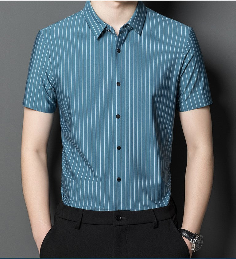 Herren Kurzarmhemd Streifen Elegant Slim Fit - BerlinGlamour