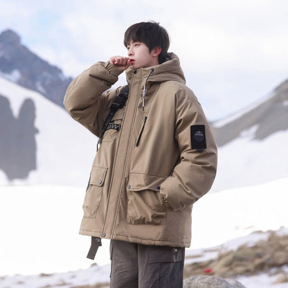Herren Outdoor-Jacke Isoliert Wasserdicht mit Taschen und Verstellbarer Kapuze