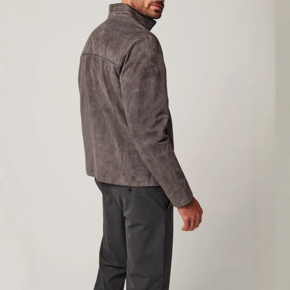 Herren Lederjacke Elegante Slim Fit mit Hochkragen