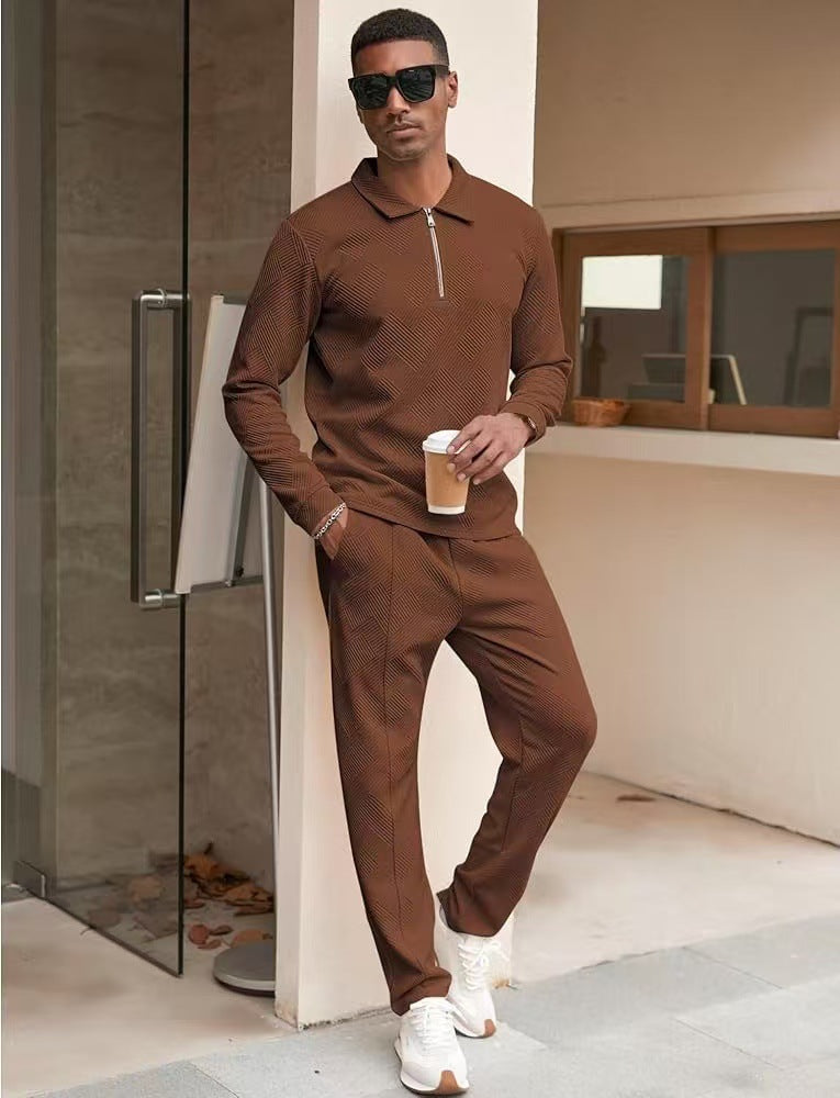 Herren Casual-Set Hose Oberteil mit Struktur-Design Modern
