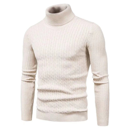 Herren Rollkragenpulli Struktur Zopfmuster Pullover Modern