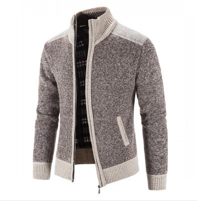Herren Strickjacke Kariert Warm mit Hochkragen