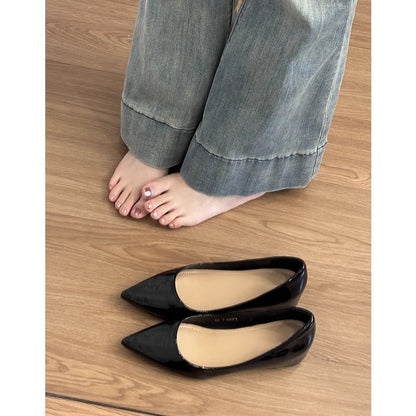 Damen Ballerinas Spitze Elegant Lack Schuhe Komfort