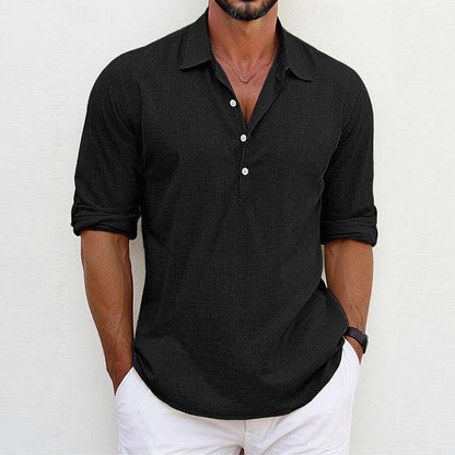 Herren Hemd Modern 3/4 Ärmel Knopfleiste Style