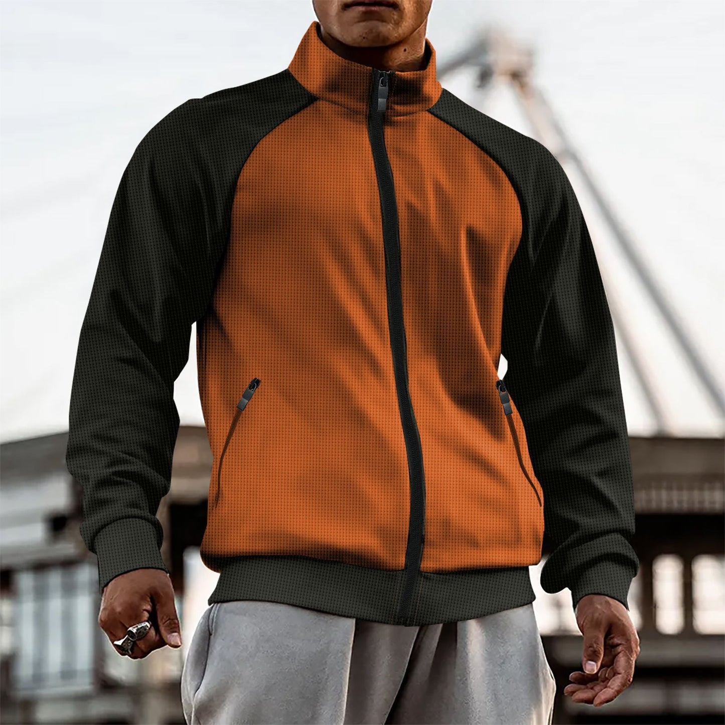 Herren Sportjacke Funktional mit Taschen und Hochkragen