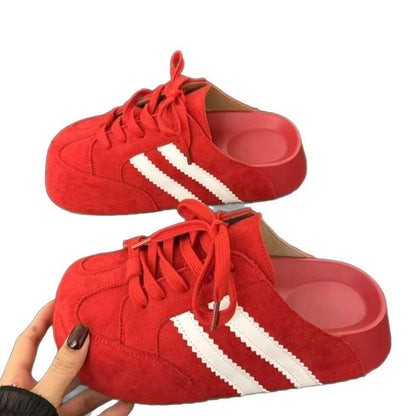 Damen Clogs Sportlich Wildleder Schnürung Klassisch
