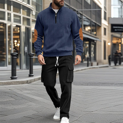 Herren Fleece Pullover Sportlich mit Reißverschluss