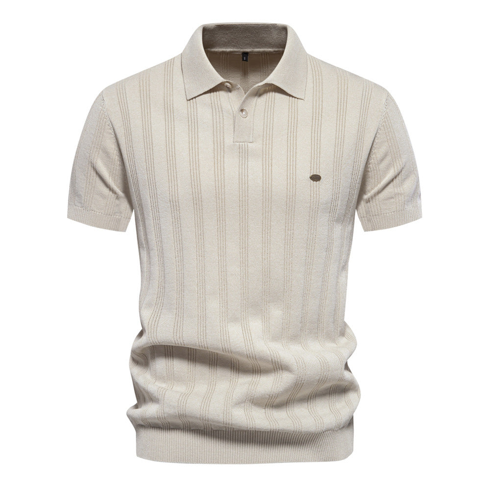 Herren Polo-Shirt Kurzarm Streifenmuster Modern