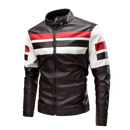 Herren Leder-Motorradjacke Sportlich Schwarz