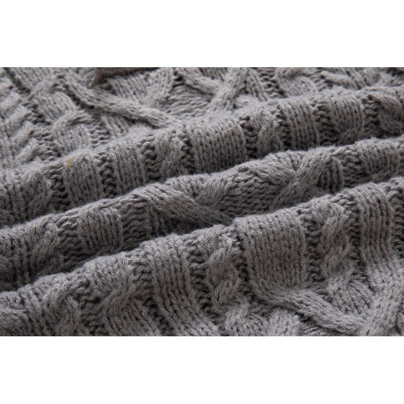 Herren Pullover Grobstrick Schalkragen Zopfmuster Modern